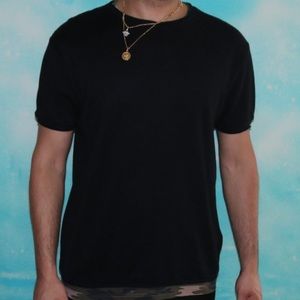 ZARA MAN Black Tee Wth Camo Detail
